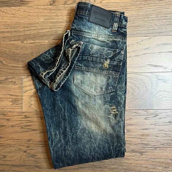 Southpole Distressed Ripped Jeans Acid Wash Blue Denim - Picture 6 of 7